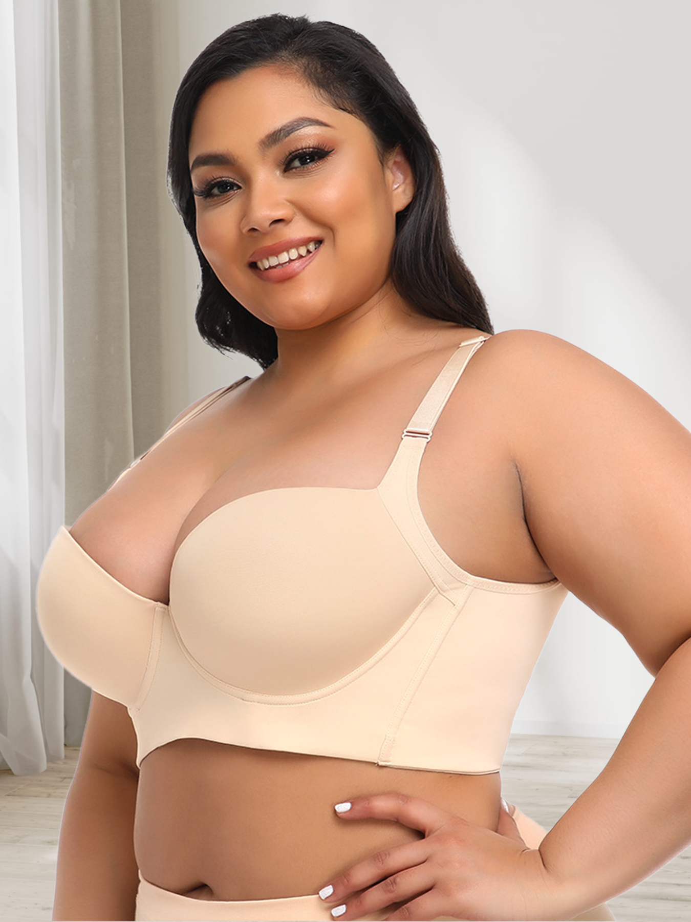 Large Size Glossy Gather and Close the Breasts Anti-sagging With Steel Ring Bra