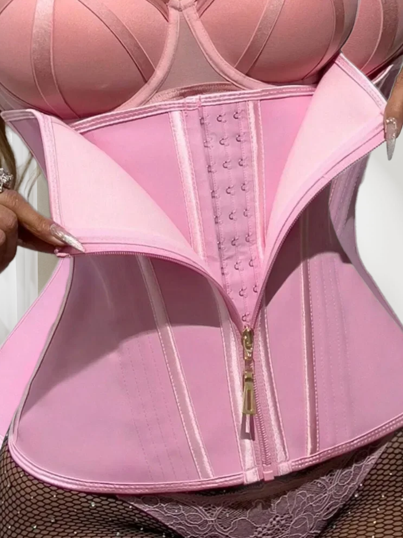 Double Belt Hooks Latex Corset Cincher Back Support Belt Waist Trainer
