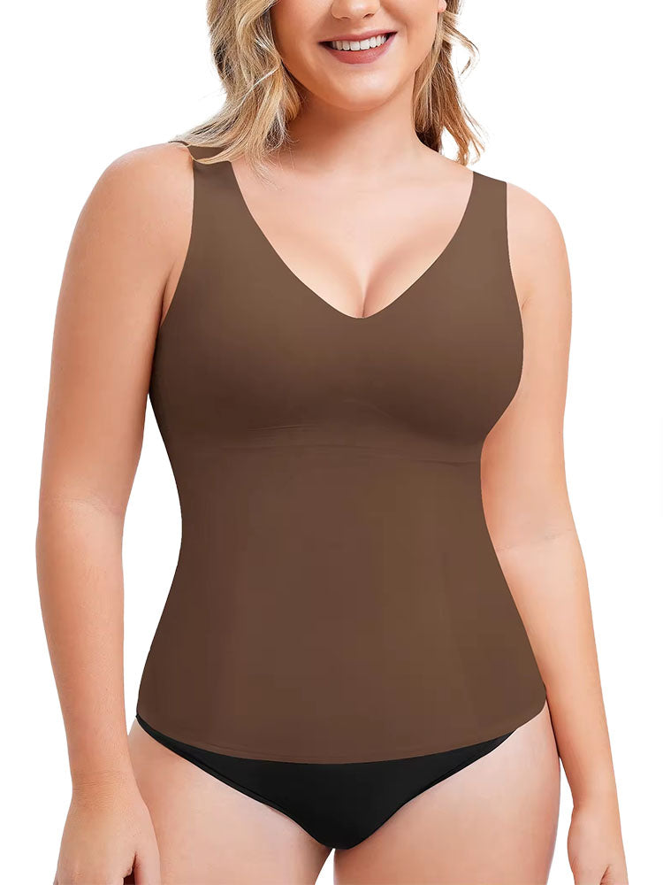 Women's V-Neck Camisole Tummy Control Shapewear Breathable Compression Tank Top Slimming Body Shaper