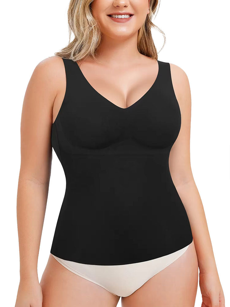 Women's V-Neck Camisole Tummy Control Shapewear Breathable Compression Tank Top Slimming Body Shaper