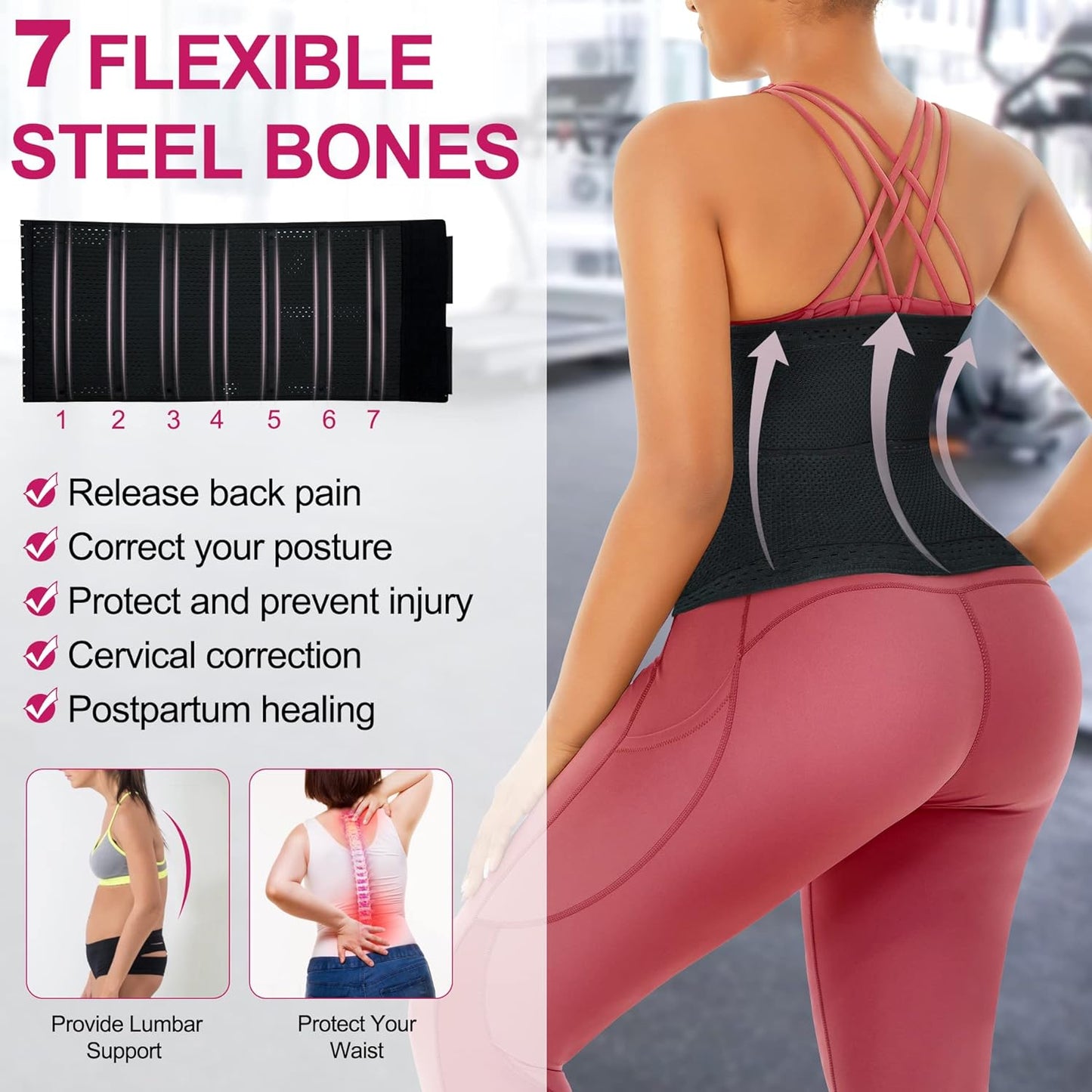 4 Hook and Eye Closure Girdle Shapewear Slimming Belt Belly Tummy Wrap for Women Underbust Latex Sport Waist Trainer