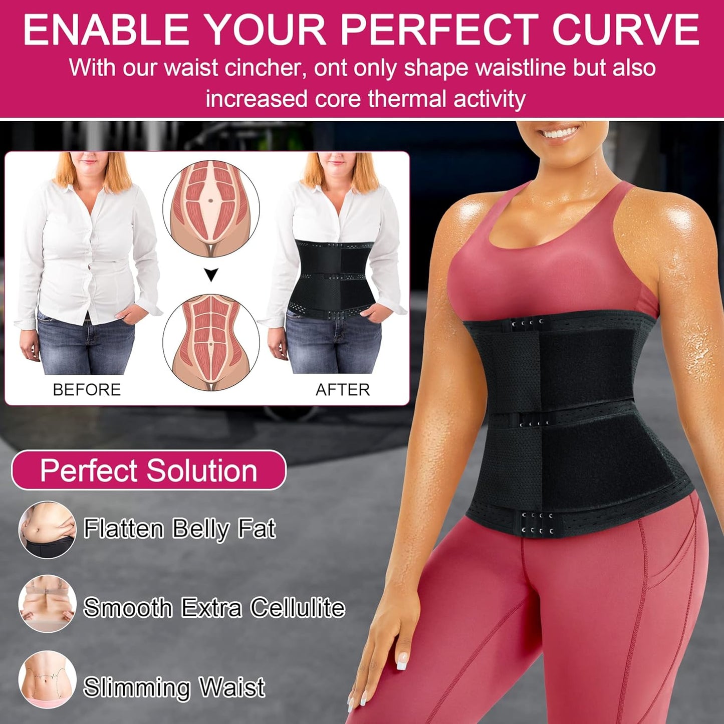 4 Hook and Eye Closure Girdle Shapewear Slimming Belt Belly Tummy Wrap for Women Underbust Latex Sport Waist Trainer