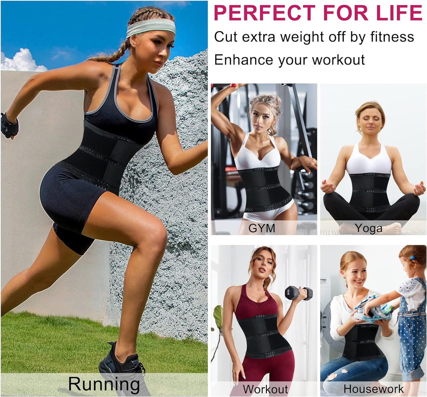 4 Hook and Eye Closure Girdle Shapewear Slimming Belt Belly Tummy Wrap for Women Underbust Latex Sport Waist Trainer