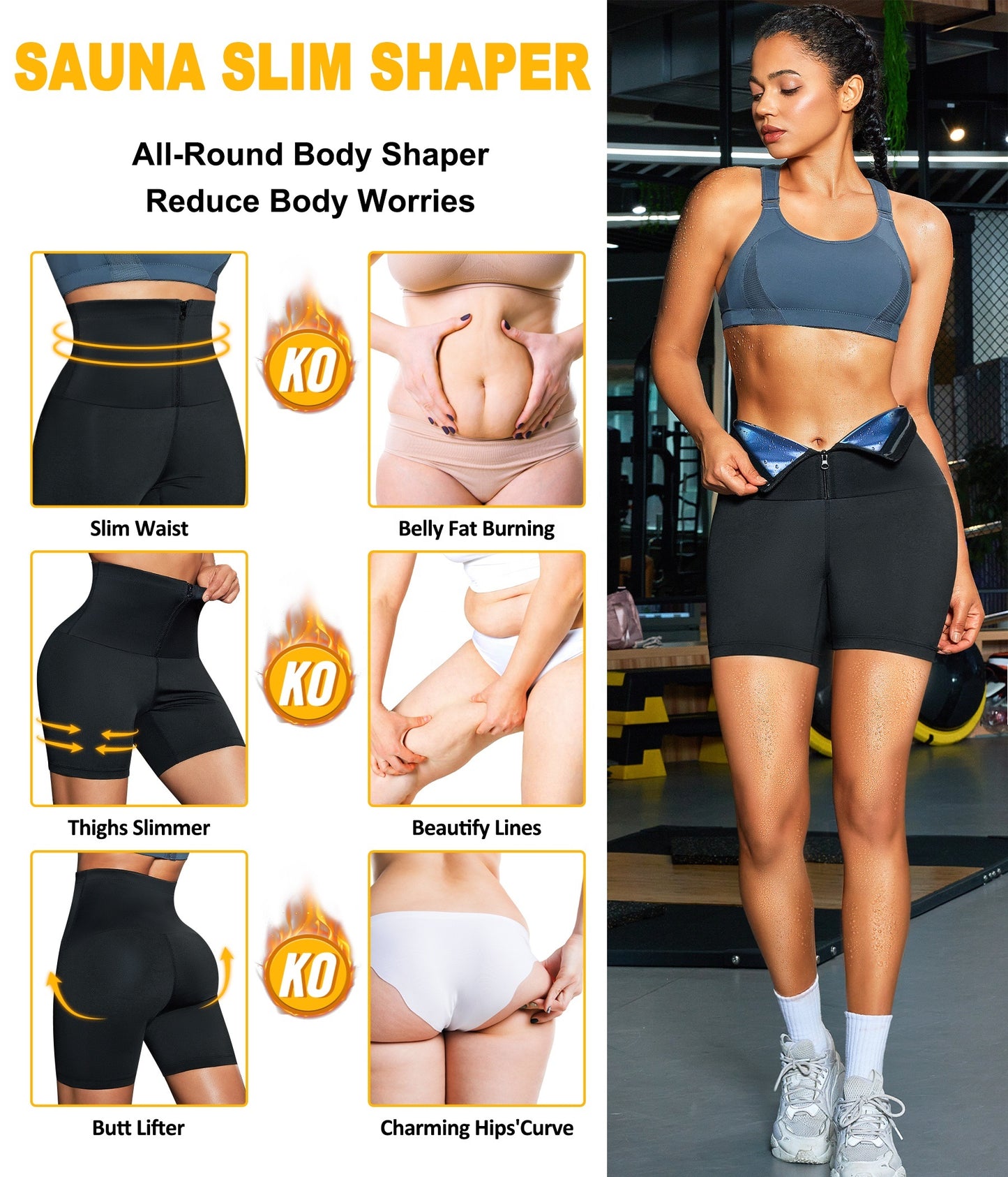 Sauna Sweat Shorts for Women Work Out High Waisted Thermo Waist Trainer Slimming Leggings Body Shaper Butt Lifter Pants