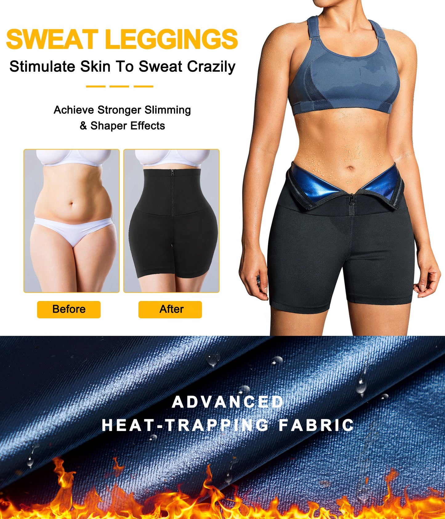 Sauna Sweat Shorts for Women Work Out High Waisted Thermo Waist Trainer Slimming Leggings Body Shaper Butt Lifter Pants