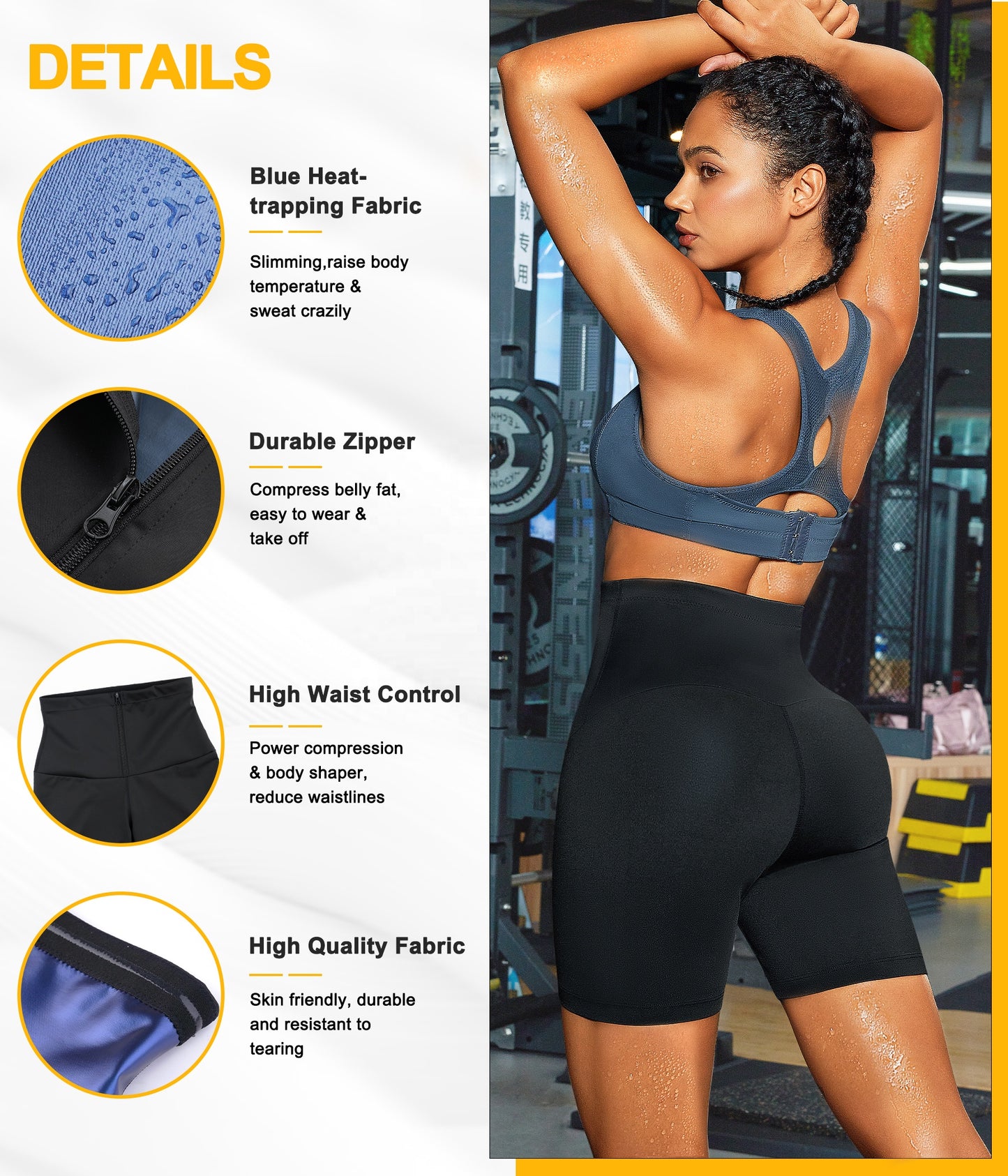 Sauna Sweat Shorts for Women Work Out High Waisted Thermo Waist Trainer Slimming Leggings Body Shaper Butt Lifter Pants