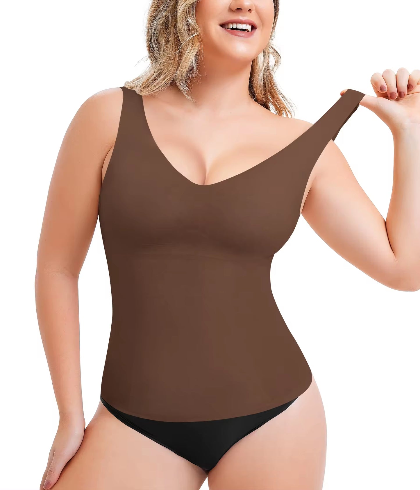 Women's V-Neck Camisole Tummy Control Shapewear Breathable Compression Tank Top Slimming Body Shaper