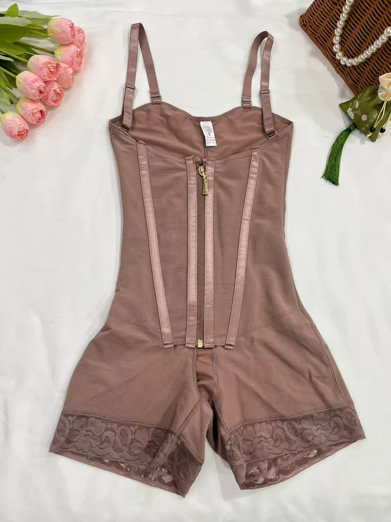 High Compression Control Tummy Adjustable Shaper Half-leg Short Girdle With Wide Straps Women's Fajas Colombianas Shapewear