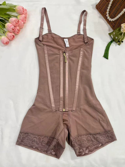 High Compression Control Tummy Adjustable Shaper Half-leg Short Girdle With Wide Straps Women's Fajas Colombianas Shapewear